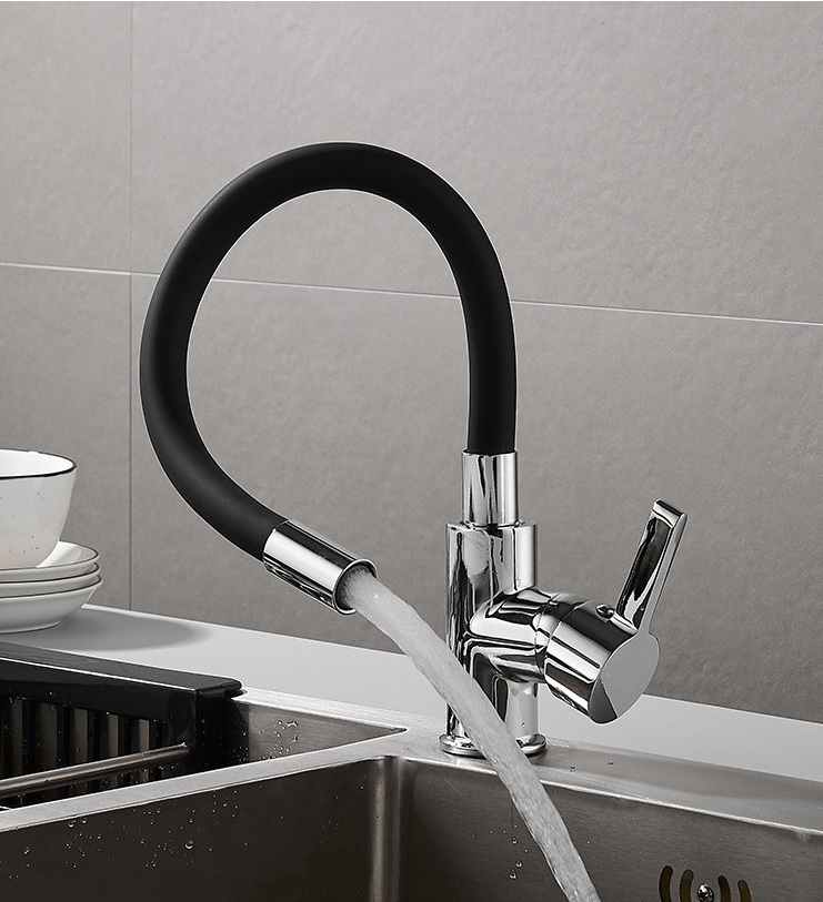 Popular Black Single Cold Kitchen Faucet 304 Stainless Steel sink Faucet Any Direction Flex Water Tap