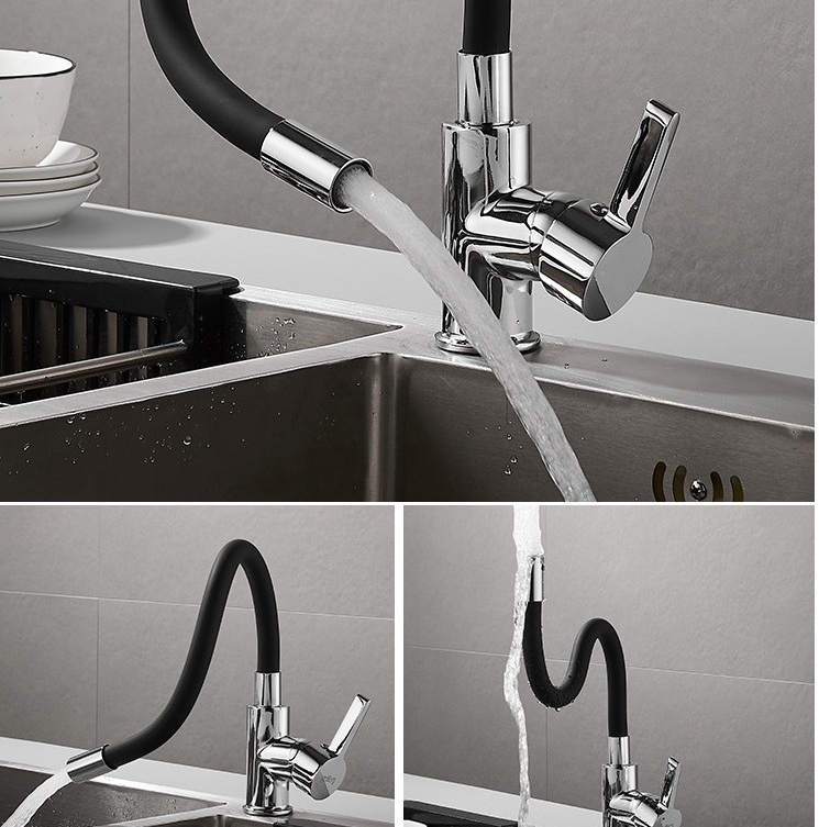 Popular Black Single Cold Kitchen Faucet 304 Stainless Steel sink Faucet Any Direction Flex Water Tap