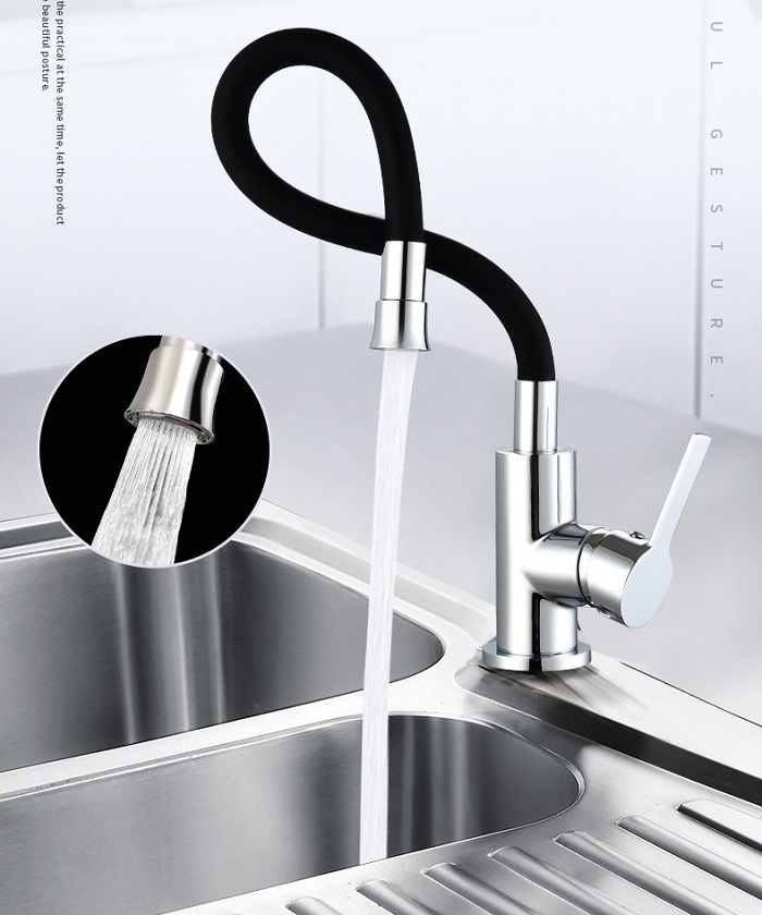 Popular Black Single Cold Kitchen Faucet 304 Stainless Steel sink Faucet Any Direction Flex Water Tap