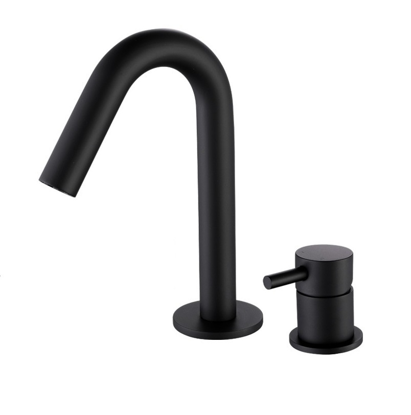 Commercial Matte Black Bathroom Brass Wash Basin Kitchen Faucet Dual Handles Water Mixer Tap