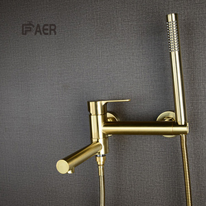 Sanitary Items Brass Brushed Gold Wall Mounted Bath Mixer Hand Shower Set Faucets In Bathroom