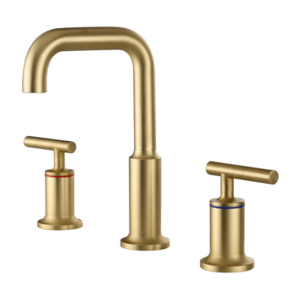 Luxury Gold Brushed 3 Holes Dual Valve Brass Waterfall Bathtub Basin Faucet for Hotel Bathroom