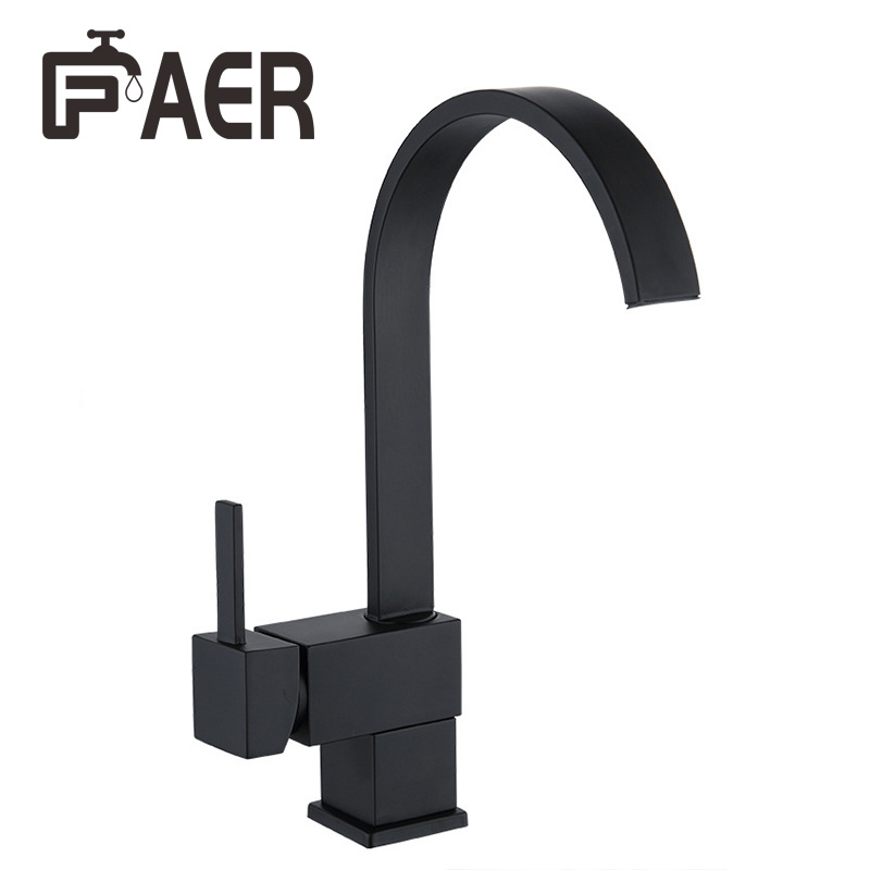 American Copper Brushed Black Chrome Swivel Hot Cold Water Sink Faucet for Kitchen