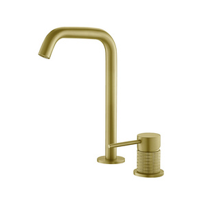 Popular 360 Rotation Deck Mounted Basin Faucets 2 Holes Face Solid Lift Brass Basin Mixers Tap sink Faucet