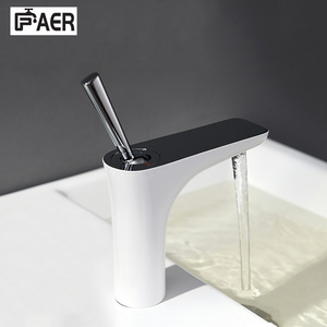 Contemporary Luxury Single Handle Chrome White Varnish Polished Brass Basin Mixer Faucet for Hotel Bathroom