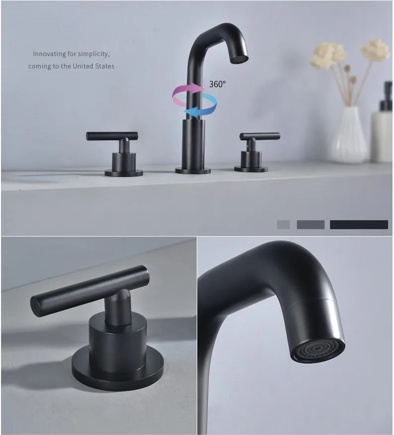 Luxurious Classic Sink Faucet Hot And Cold Water Basin Mixer 3 Holes 2 Handles gold Widespread Bathroom Sink Faucet