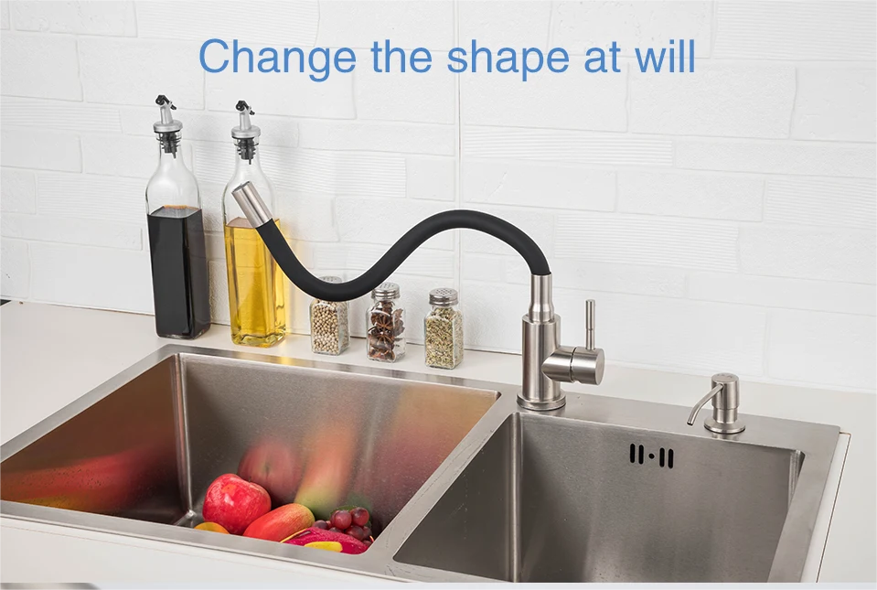 Flexible Neck Kitchen Sink Faucet Chrome Universal Pipe Hot Cold Kitchen Mixer Tap Deck Mounted Bathroom Kitchen Tap