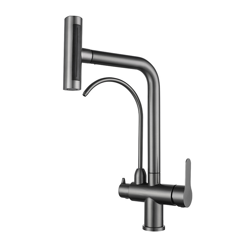 3 Way Water Purifier Kitchen Faucet SUS304 Stainless Steel  Kitchen Sink Tap Mixers Multi Double Handle Pull-out Kitchen Faucets