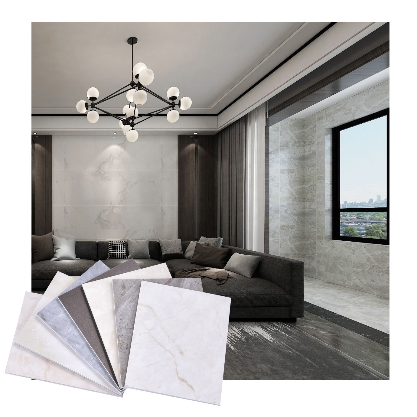 Feifan marble finish layer light aluminum cladding stone plastic board fireproof spc panel marble aluminium cladding board