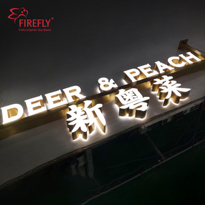 Luxury Custom Indoor Wall Mounted Gold Backlit Logo Led Channel Letter Company Name Signage Business Led Sign