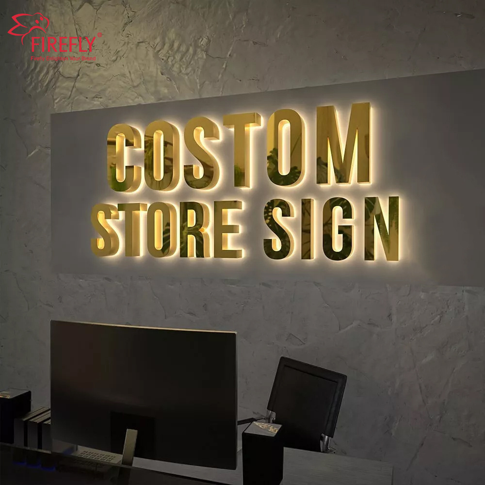 Custom Mirror Face Led Channel Backlit Letters Stainless Steel Letter Sign 3D Led Sign Electronic Sign