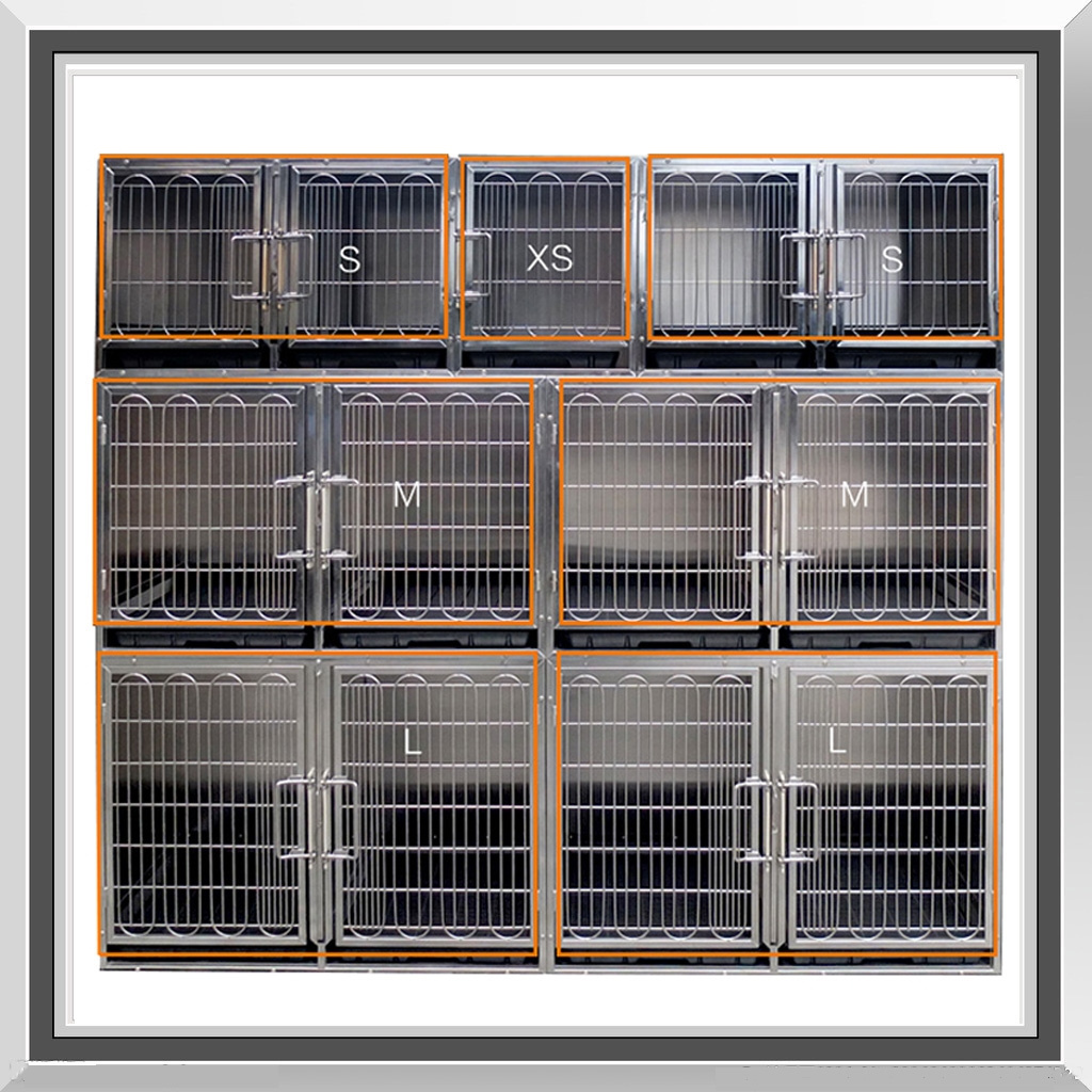 Professional Stainless Steel Veterinary Equipment Modular Breeding Animal Pet Cage With Solid Walls Dog Cage