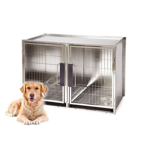 Professional Stainless Steel Veterinary Equipment Modular Breeding Animal Pet Cage With Solid Walls Dog Cage