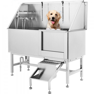 Bathtub For Pet Spa Shower Large Dog Grooming Bath Tub Stainless Steel Silver Sustainable 1 Set Bathing Products