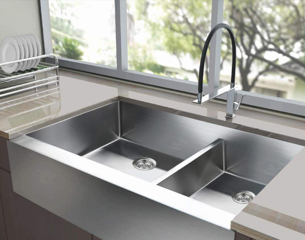 Handmade Stainless Steel Apron Front Kitchen Sinks 304 Stainless Steel Double Sink