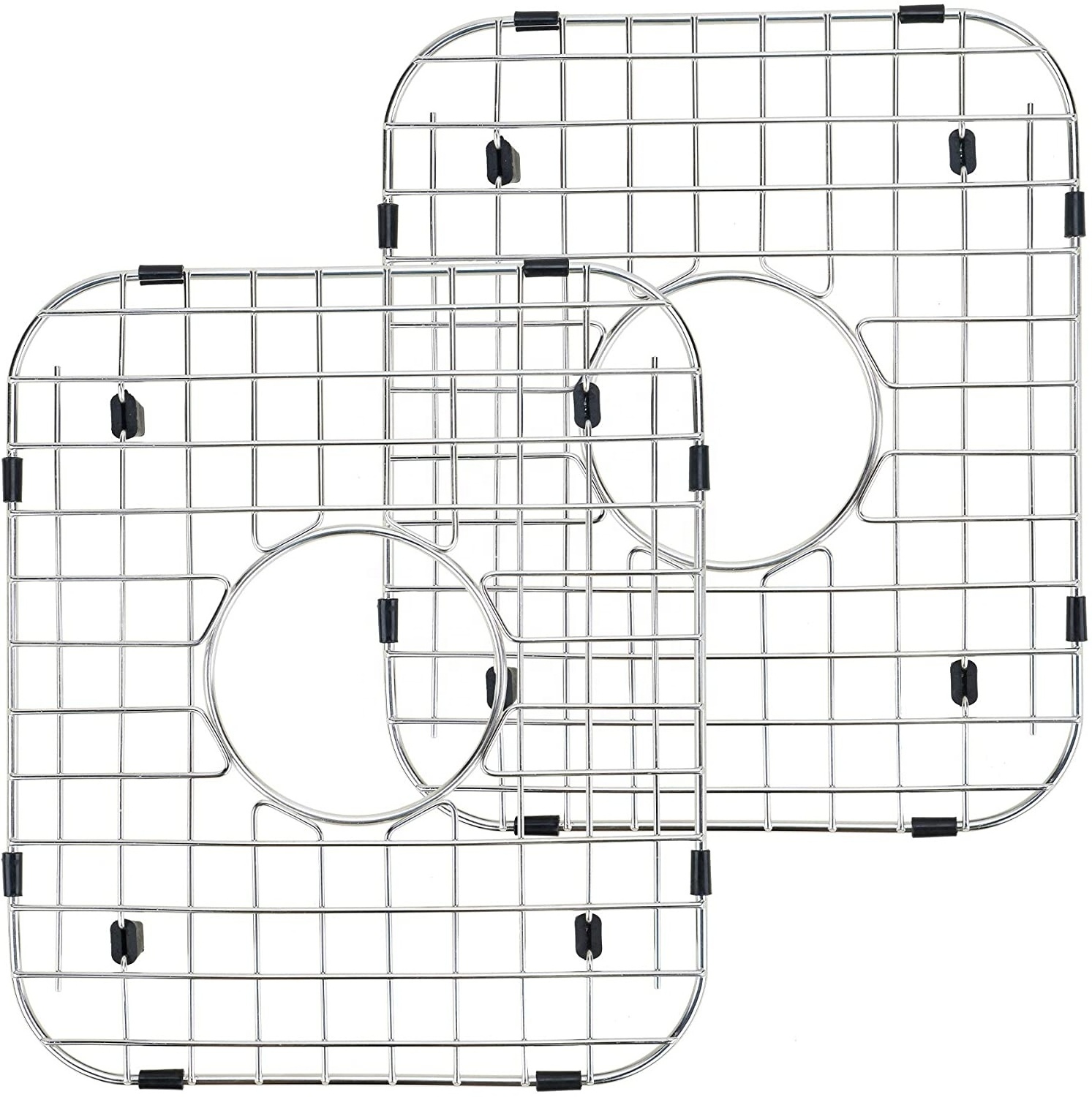 50/50 Double Bowl 304 Stainless Steel Kitchen Sink 2 Rack Bottom Grids