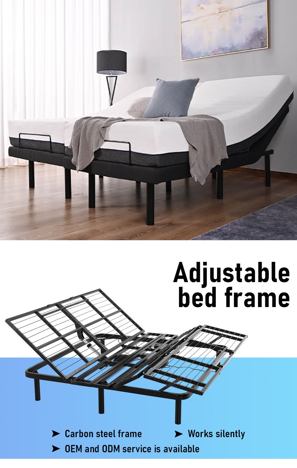 Electric Adjustable Bed Frame With Massage Bedroom Set Modern Smart Bed Frame King Size Adjustable Bed Base