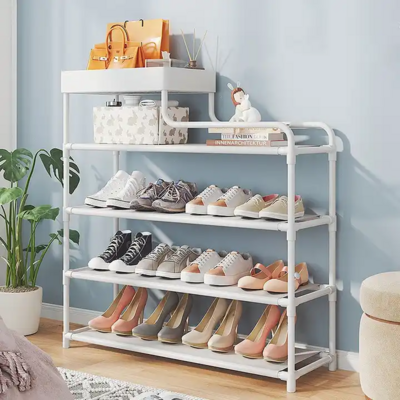 Wholesale 5 Layer Shoe Racks Industrial Style 5 Tiers Shoe Storage Shelf Rack Metal Shelf For Shoes Organizer