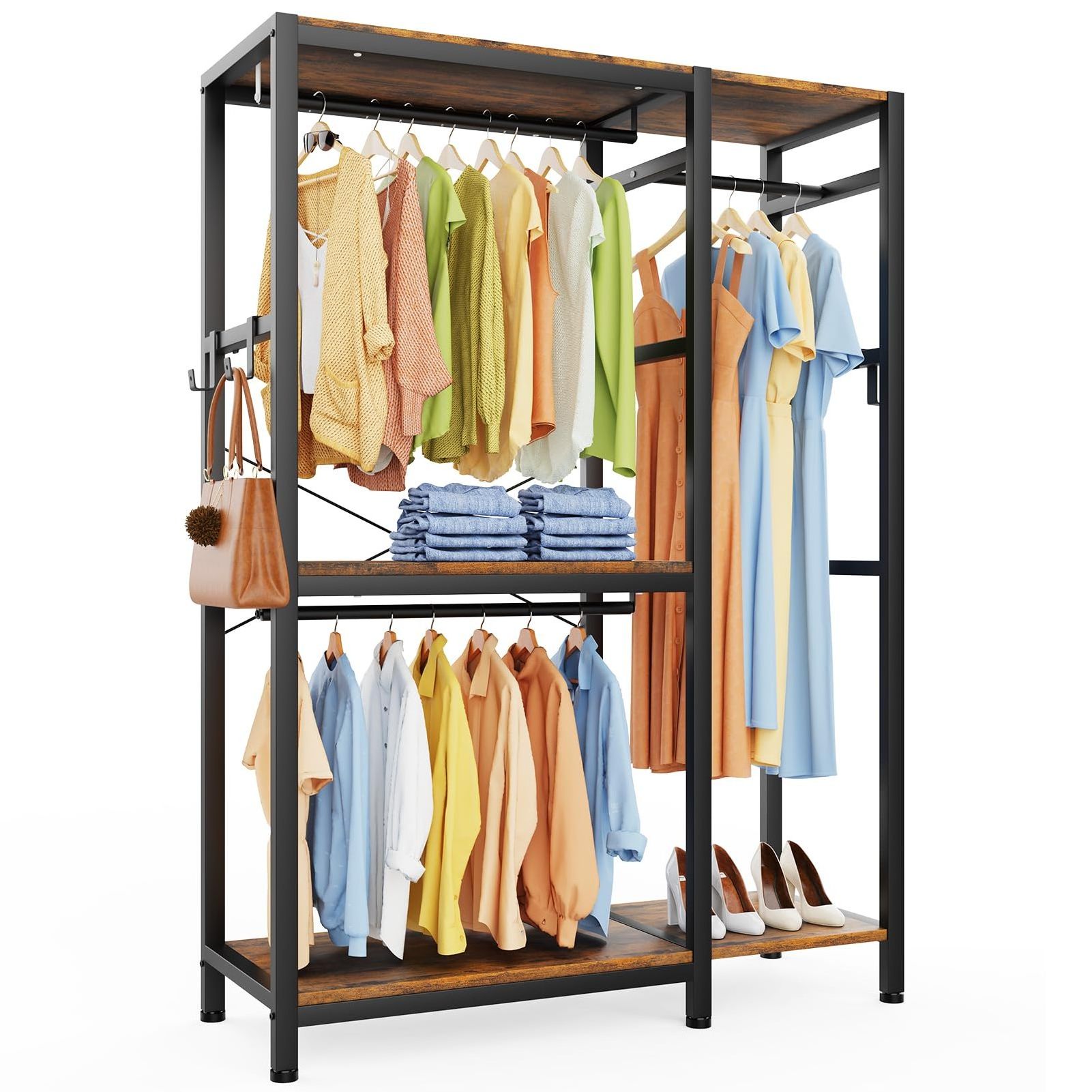 Industrial Style Wire Garment Rack Heavy Duty Clothes Drying Rack Portable Clothes Wardrobe Compact Extra Large Storage Rack