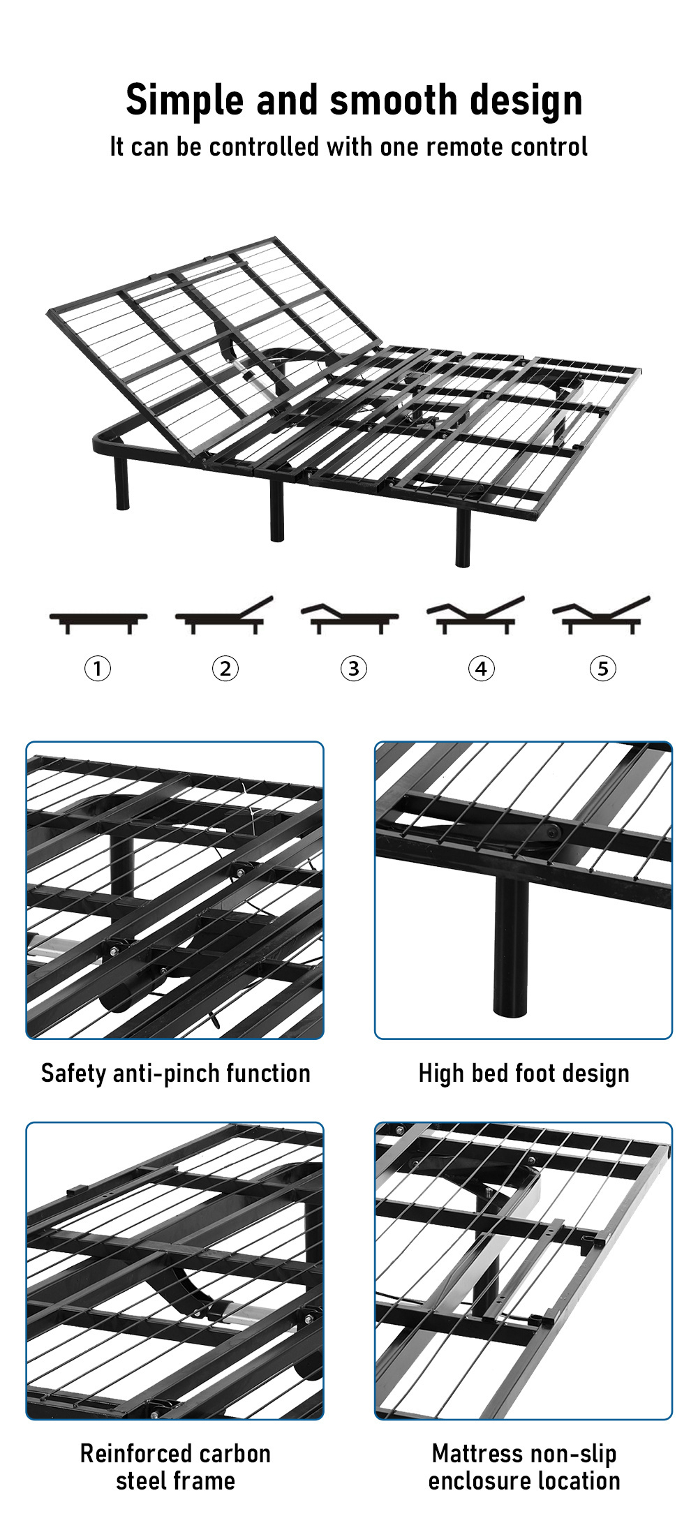 Electric Adjustable Bed Frame With Massage Bedroom Set Modern Smart Bed Frame King Size Adjustable Bed Base