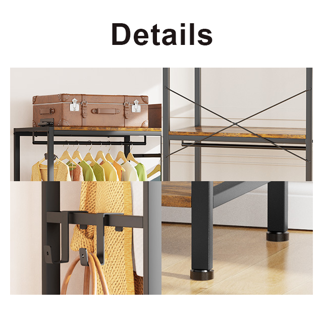 Modern Bedroom Freestanding Wardrobe Clothes Storage Organizer Closet Double Hanging Rod Combination Clothing Store Display Rack