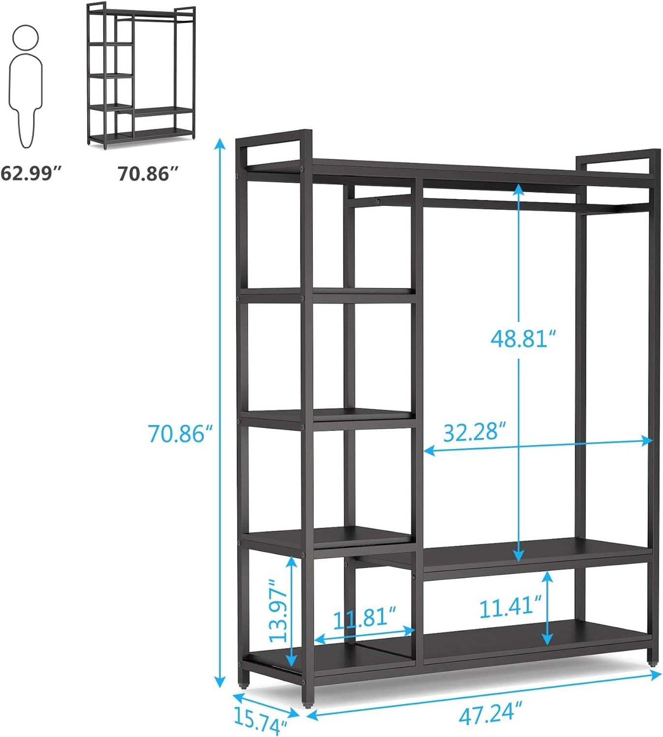 Industrial Style Wire Garment Rack Heavy Duty Clothes Drying Rack Portable Clothes Wardrobe Compact Extra Large Storage Rack