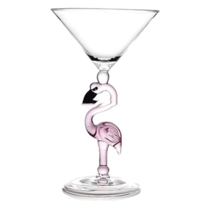 Handblown Colored Borosilicate Tall Glass Wine Cup Pink Flamingo Stem Cocktail Glass Martini Glasses for Bar Accessories