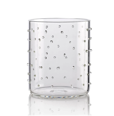 Handblown Clear Dot Glass Pillar Candle Container Jar Chimney Tealight Holders for Slim Pillar Candles Wedding Centerpieces