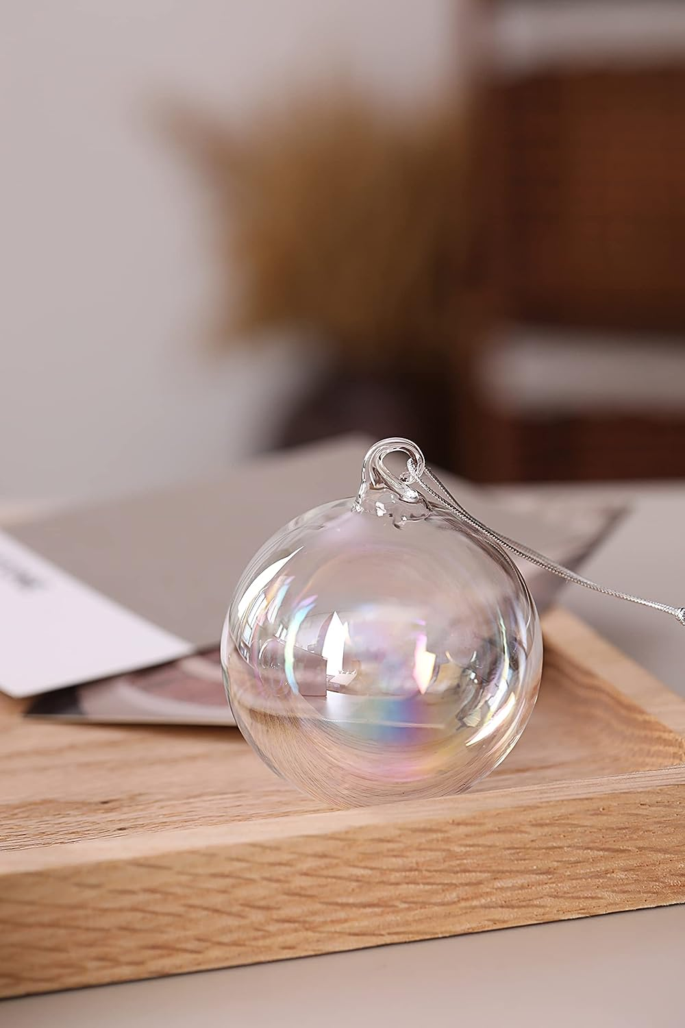 Handblown Borosilicate Bubble Glass Iridescent Baubles Christmas Tree Ornaments