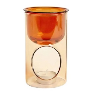 Home Decor Hand Blown Removable Colored Cylinder Glass Essential Oil Diffuser Wax Burner for Sale