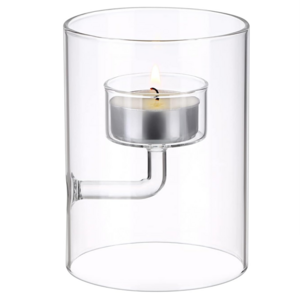 Handmade Clear Glass Votive Candlestick Cylinder Candle Stand Floating Candle Vase for Table Centerpiece Wedding Home Decor