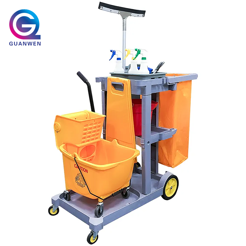 Hotel Cleaning Cart Housekeeping Trolley Hospital Trolley Cart Plastic Cleaning Trolley