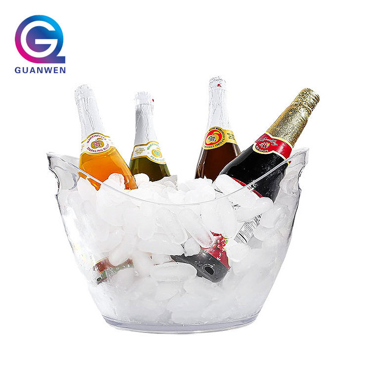 New Design Custom Logo Parties Wine Beer Champagne Bottle Cooler Clear Plastic PC Ice Bucket