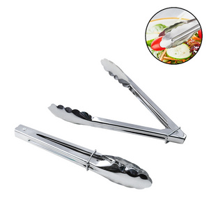 Home and Kitchen Utensils 7" 9 3/4" Stainless Steel BBQ Salad Food Tongs