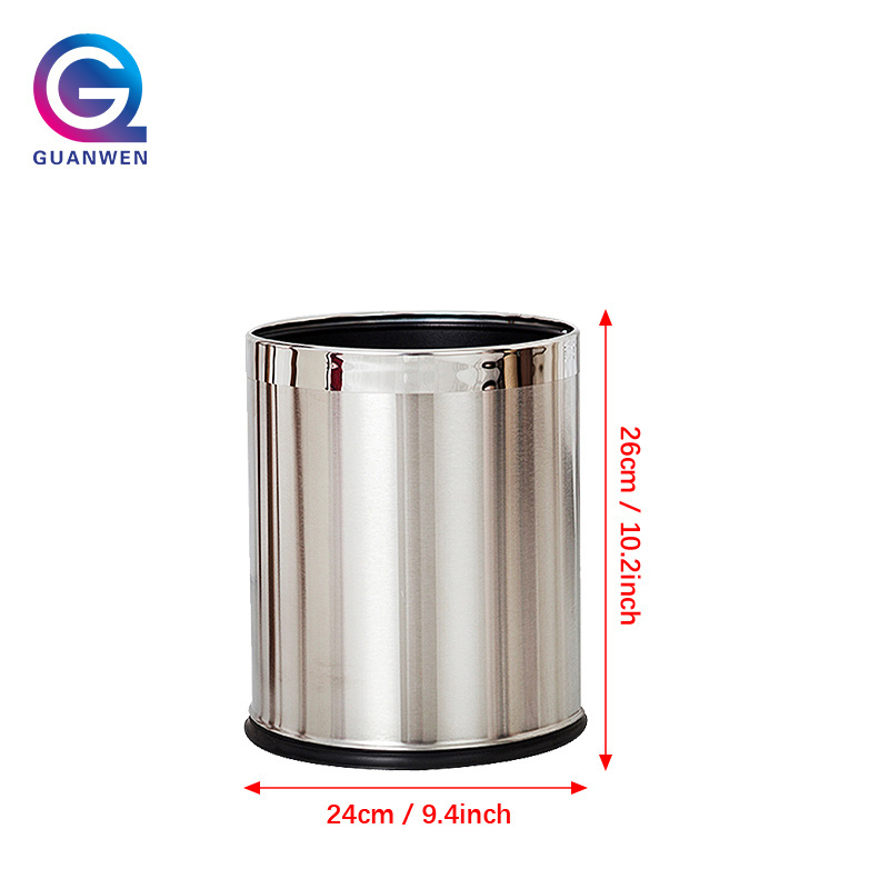 Wholesale Luxury Commercial Office Home 10L Waste Bin Leather Surface with Metal Edge Double Layer Garbage Bin Trash Can