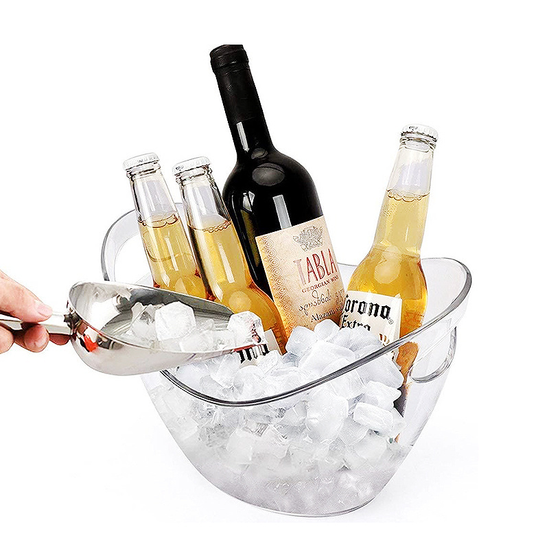 New Design Custom Logo Parties Wine Beer Champagne Bottle Cooler Clear Plastic PC Ice Bucket