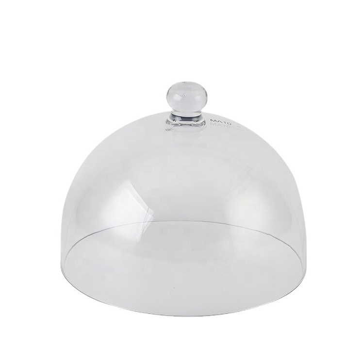 Plastic PC Clear dome dish plate round food cover with diamond ball handle