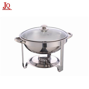 Stainless Steel Round Chafing Dish  Food Warmer With Glass Lid