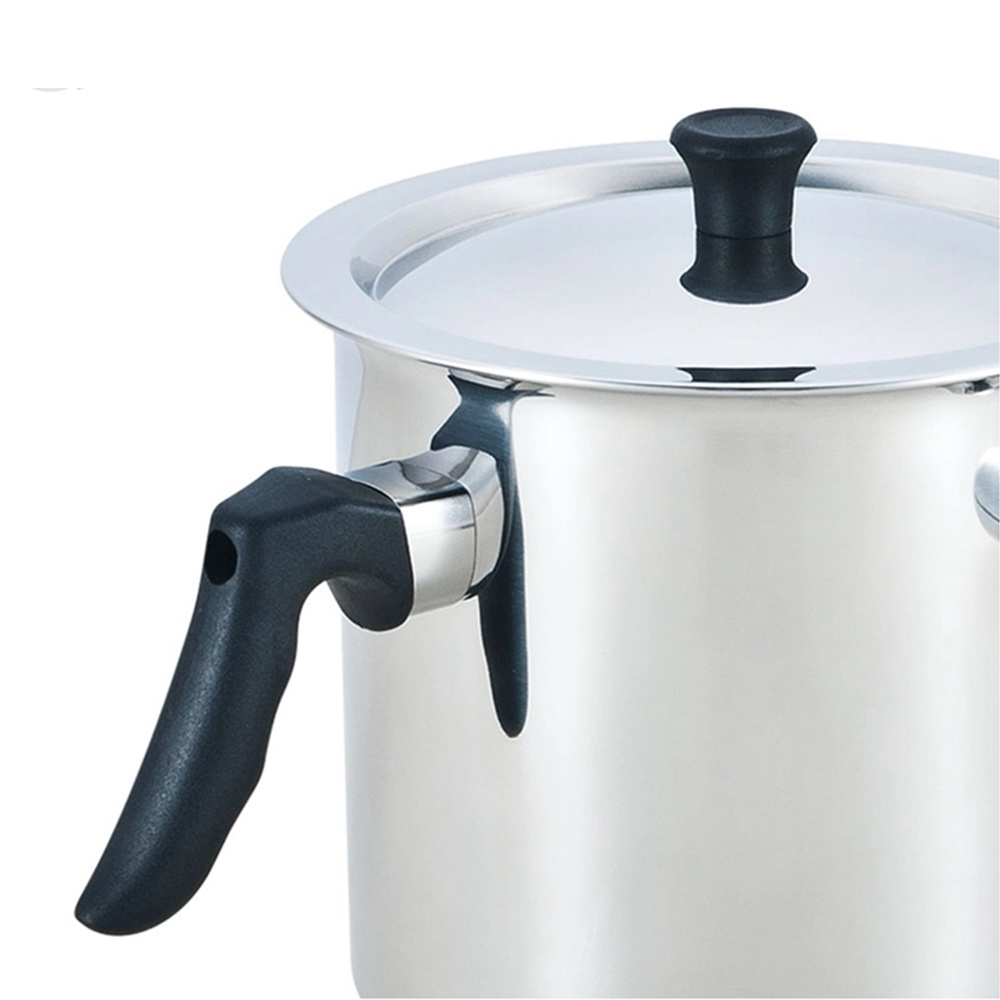 Double Layer Stainless Steel Milk Pot Eco-Friendly Soup Pot with Whistle and Anti-Scalding Handle Durable Boiling Pot with Lid