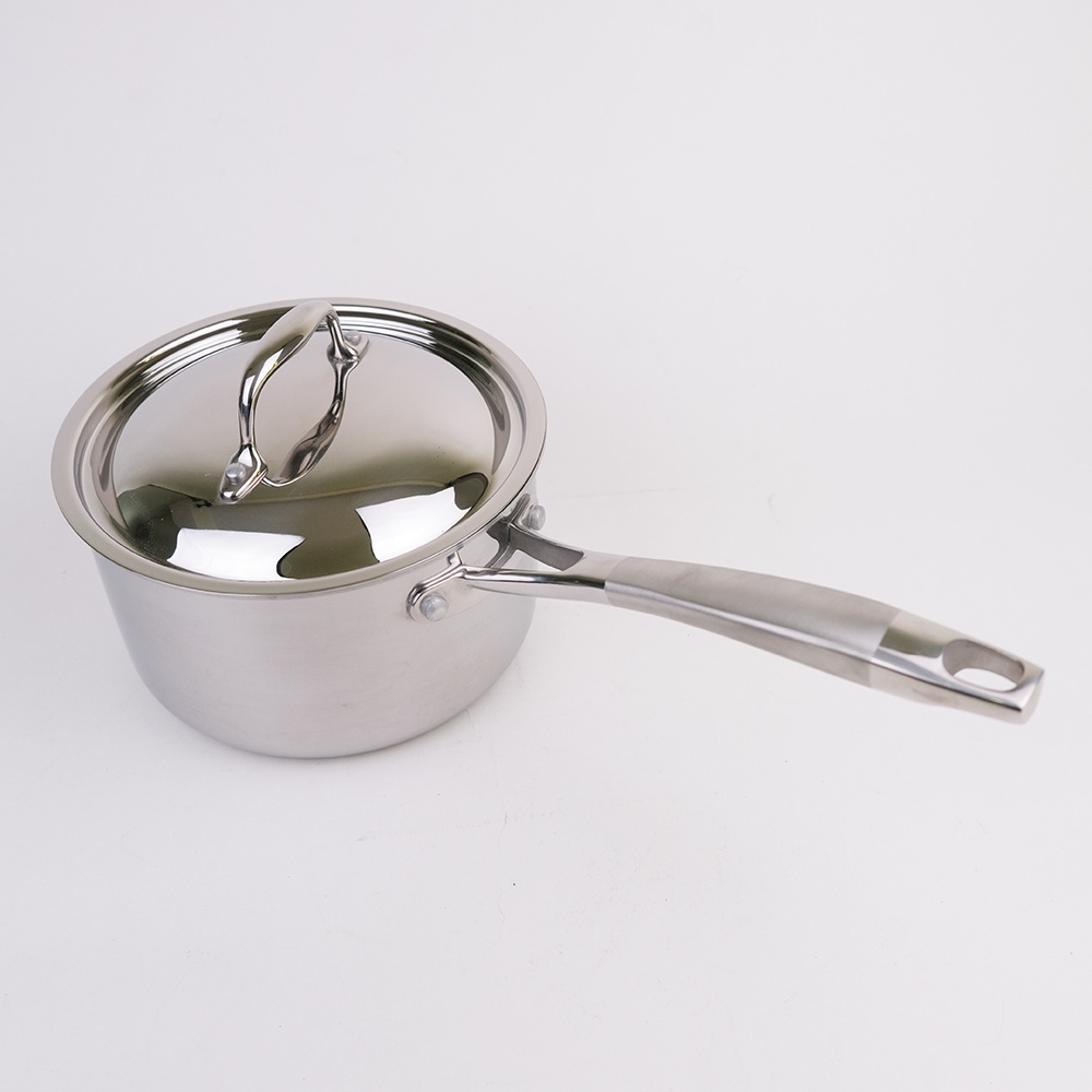 Tri-Ply Stainless Steel Small Saucepan With Lid, Induction Cooking Sauce Milk Pot Sauce Pans