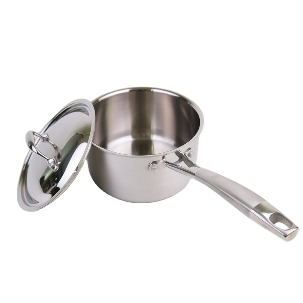 Tri-Ply Stainless Steel Small Saucepan With Lid, Induction Cooking Sauce Milk Pot Sauce Pans