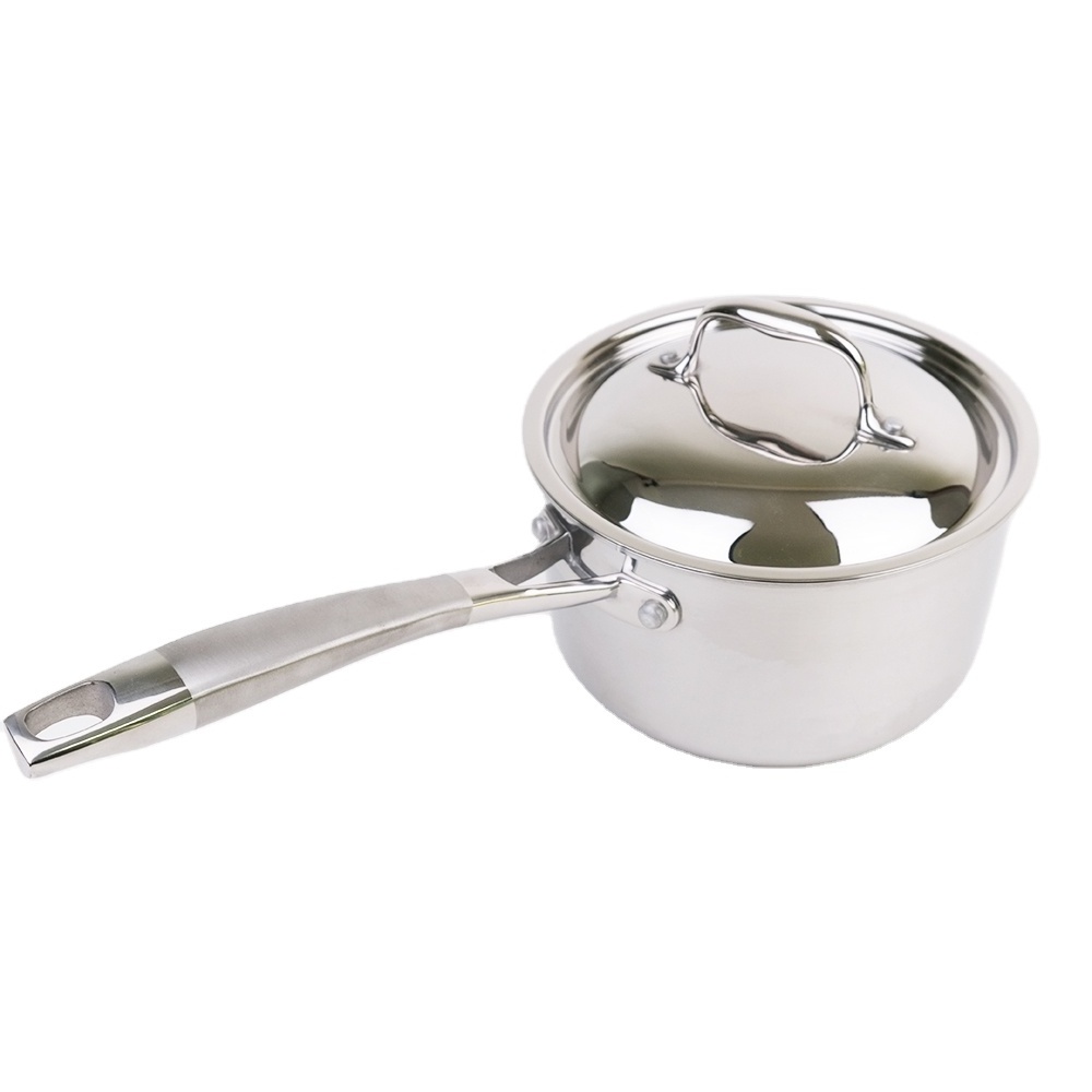 Tri-Ply Stainless Steel Small Saucepan With Lid, Induction Cooking Sauce Milk Pot Sauce Pans