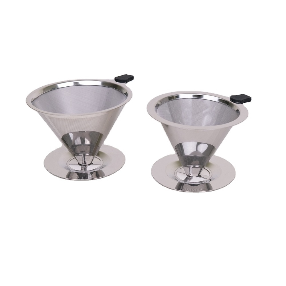 Pour Over Coffee Drip Paperless Reusable Coffee Filter Double Mesh Design of Stainless Steel Cone Filter