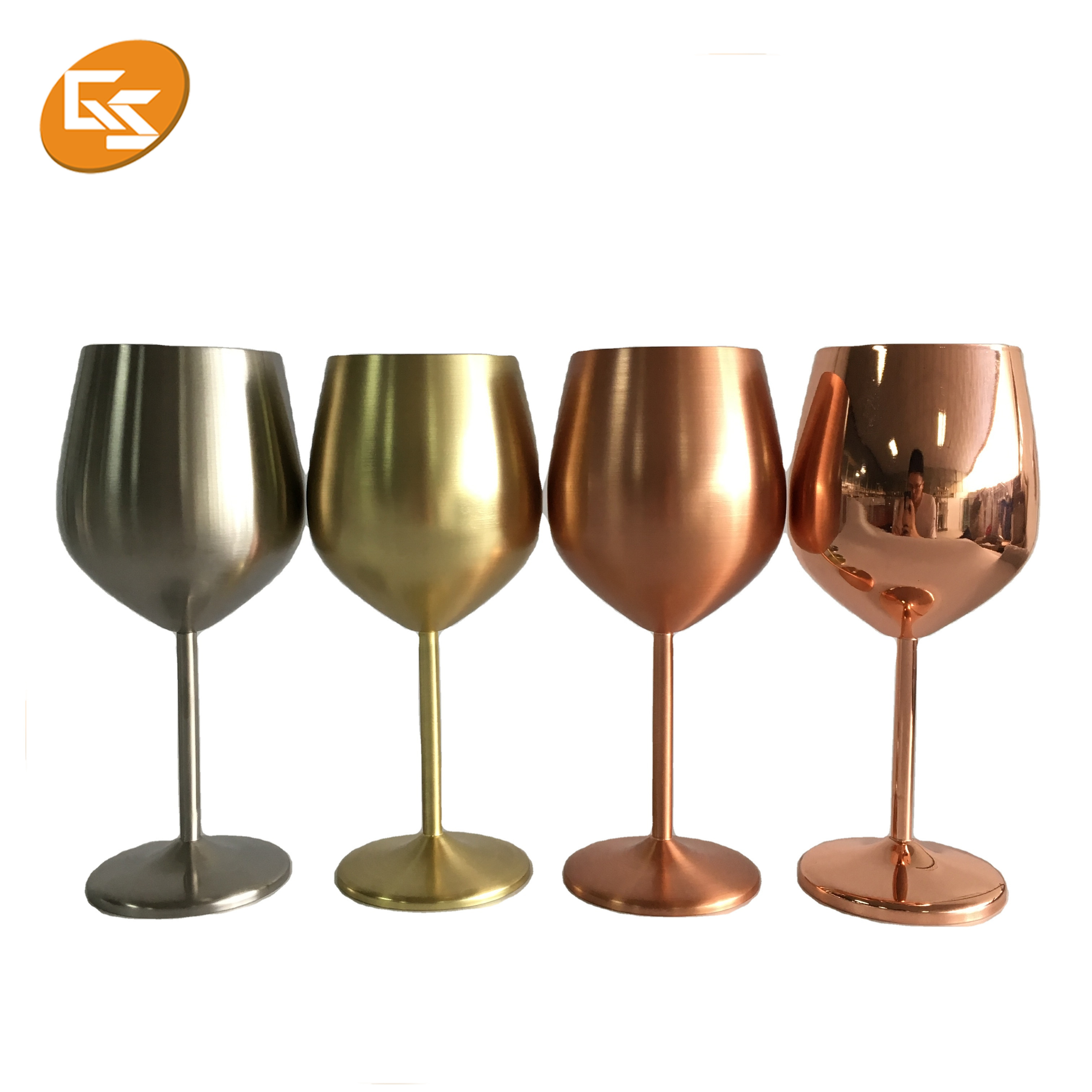 Premium Grade Colored Stainless Steel wine goblet glass