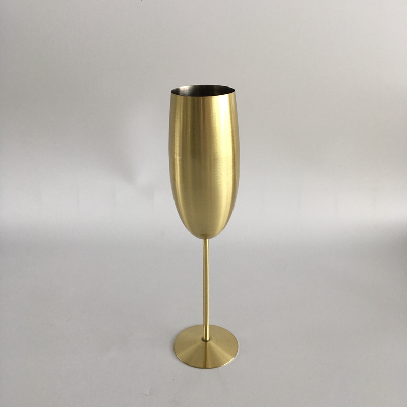 Brushed Gold Shatterproof Stainless Steel Champagne Flutes cup  goblet