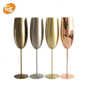 Brushed Gold Shatterproof Stainless Steel Champagne Flutes cup  goblet