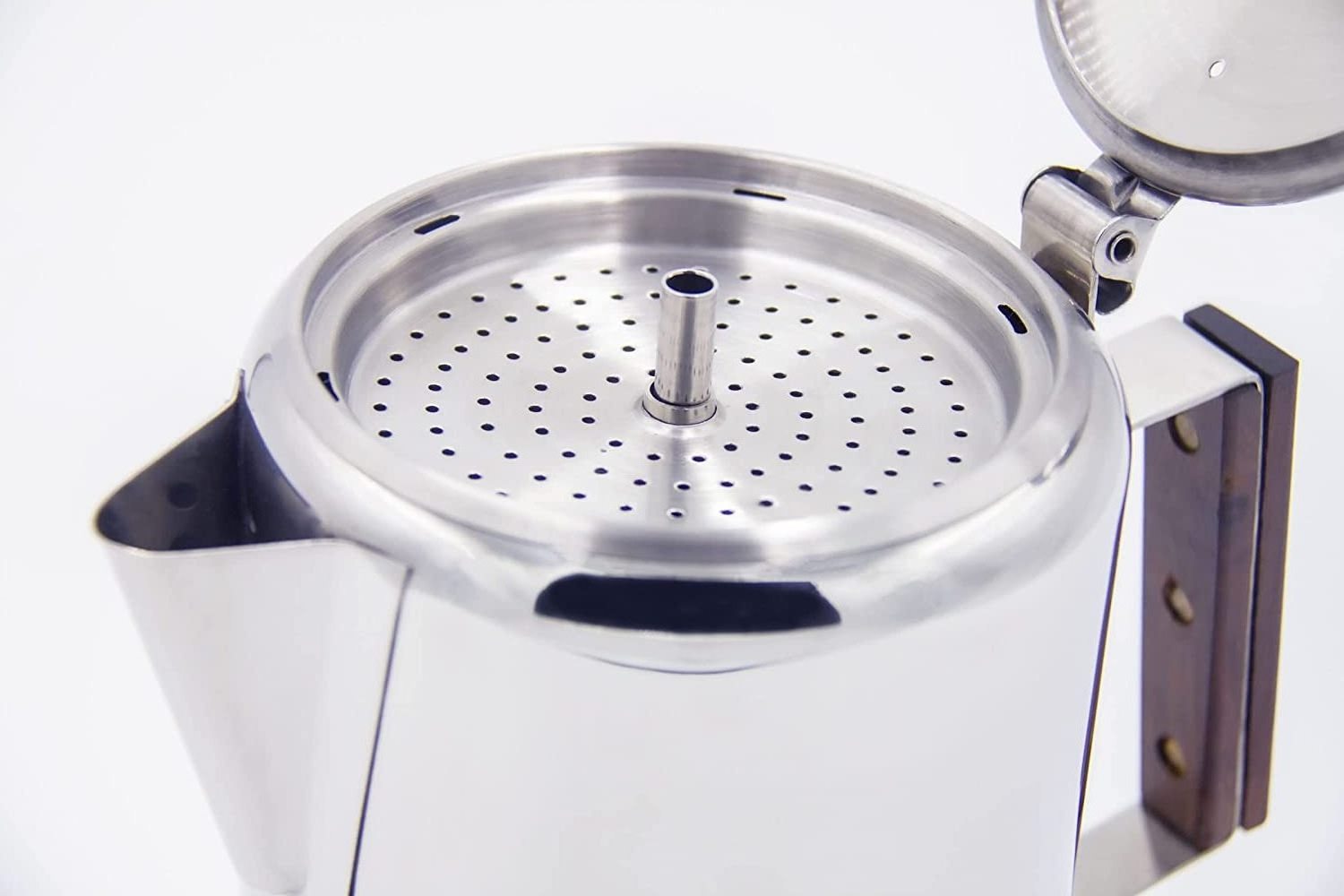 Outdoor Stainless Steel Coffee Maker Custom Logo round Percolator for Easy Americano Brewing Camping Porcelain Body Metal Lid