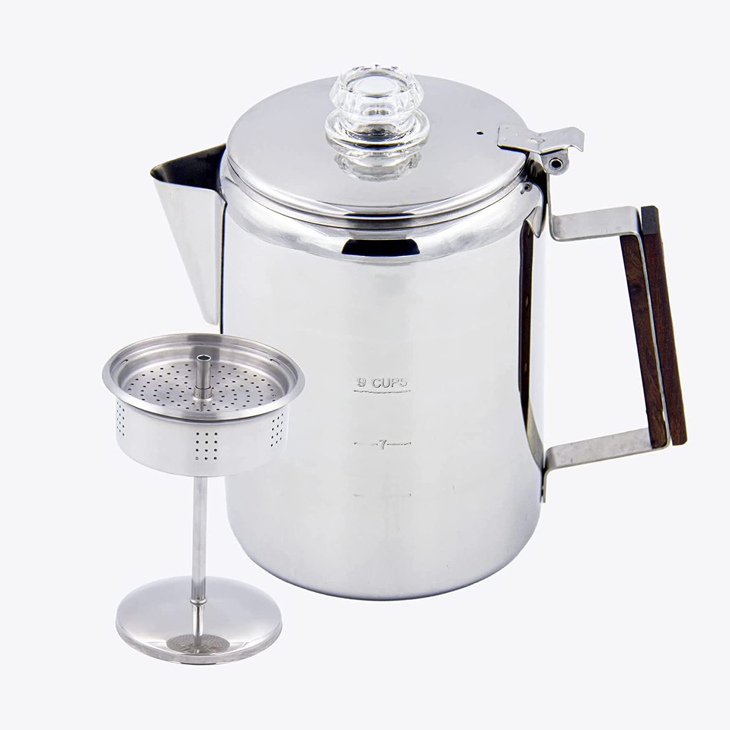 Outdoor Stainless Steel Coffee Maker Custom Logo round Percolator for Easy Americano Brewing Camping Porcelain Body Metal Lid