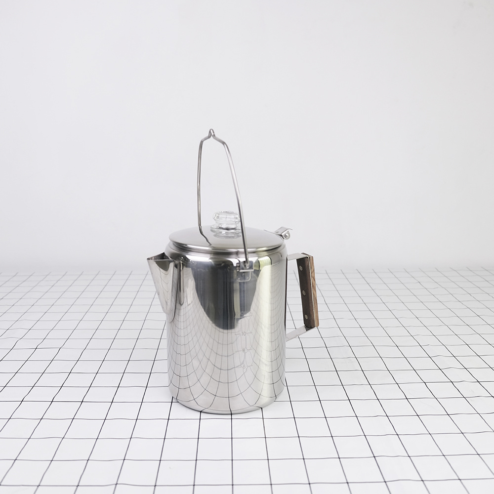 Stainless Steel Stovetop Coffee Percolator Pot Camping Coffee Pot with Glass Knob