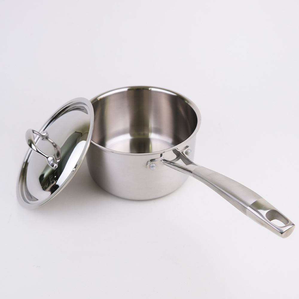 Tri-Ply Stainless Steel Small Saucepan With Lid, Induction Cooking Sauce Milk Pot Sauce Pans